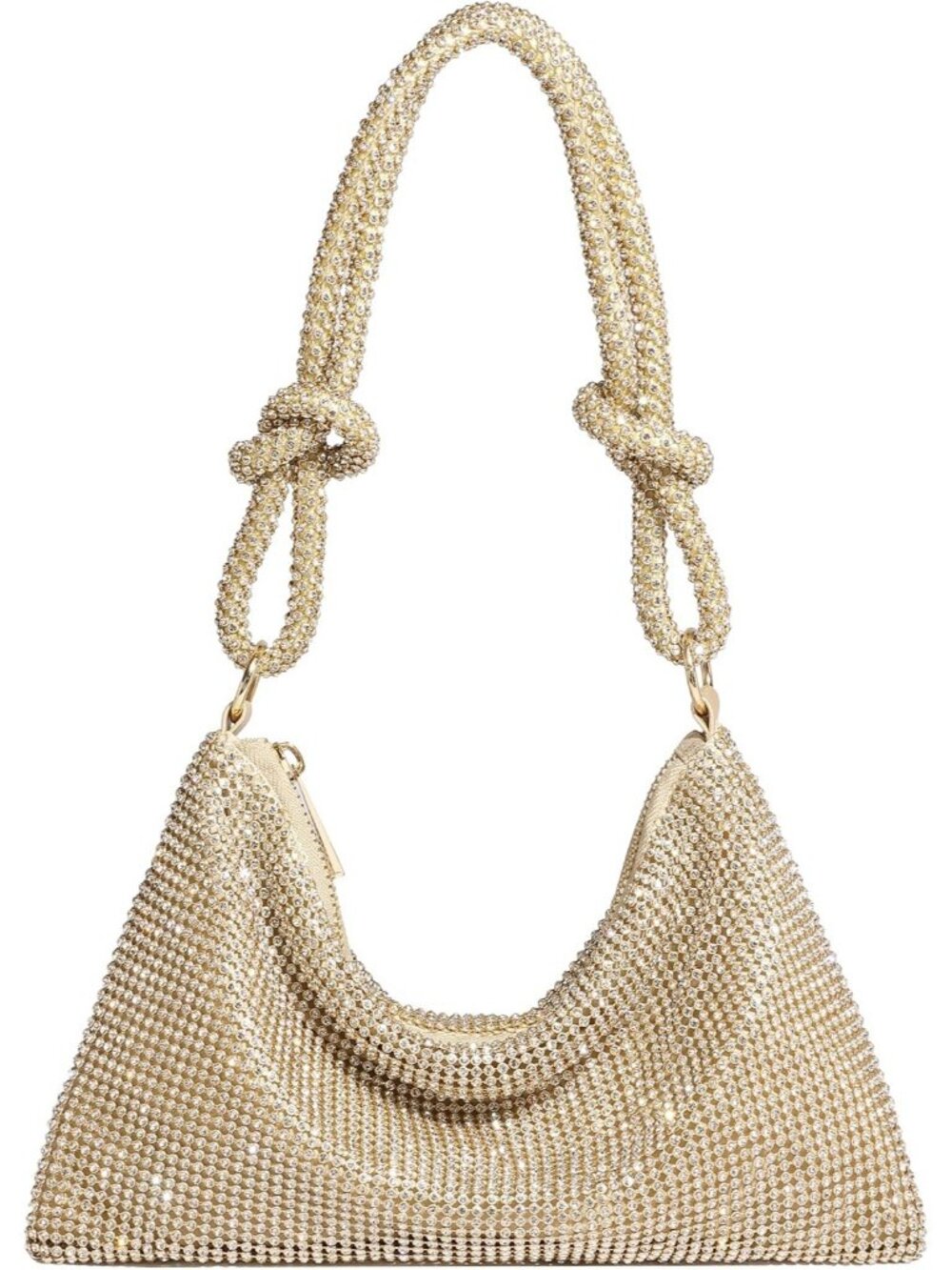 Women's Gold Sparkly Rhinestone Clutch Purse Evening Party Dressy Handbag
